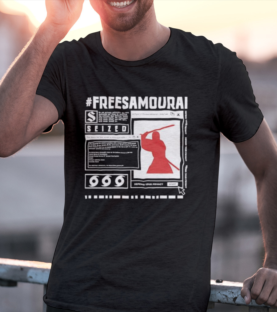 Free Samourai Seized Classic Japanese Warrior Silhouette T-Shirt