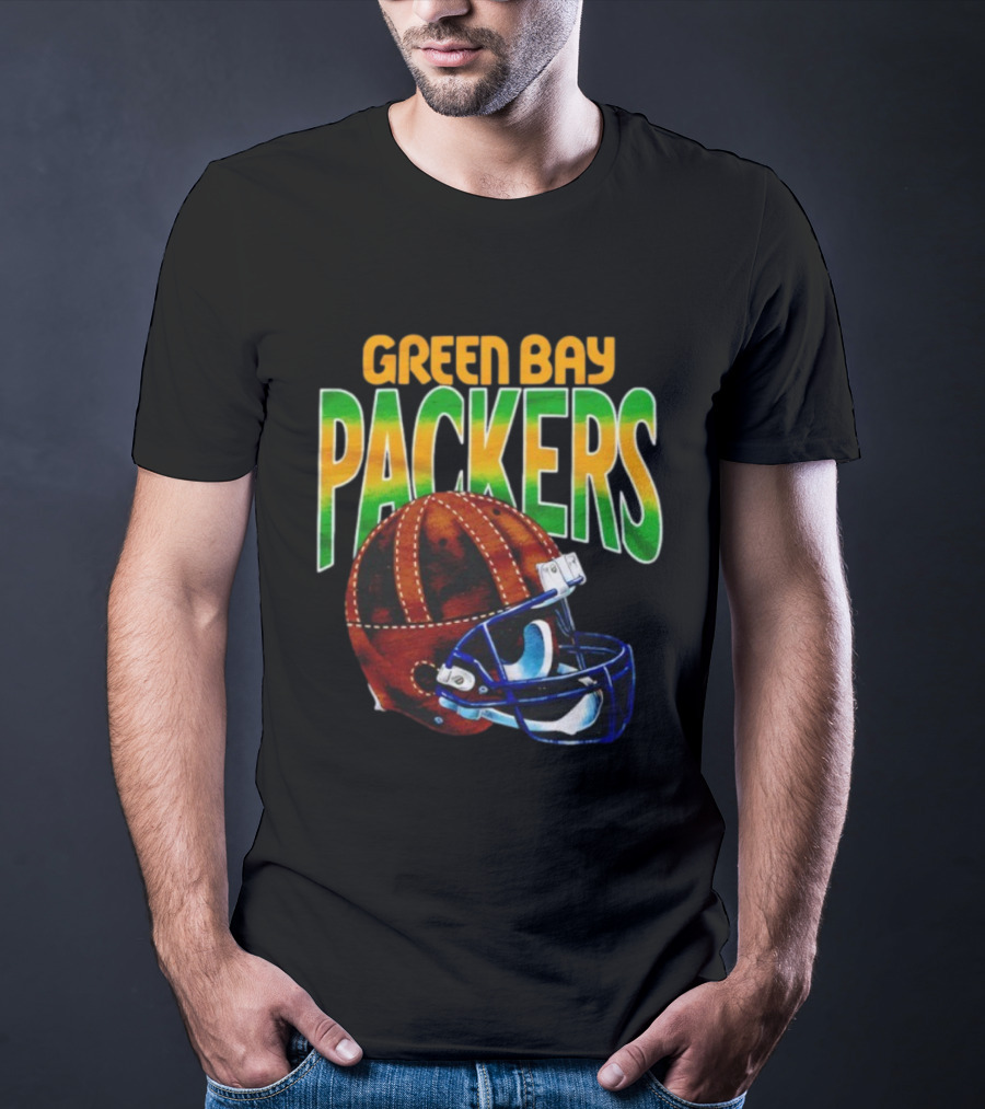 Green Bay Packers Vintage Helmet Gradient Style T-Shirt