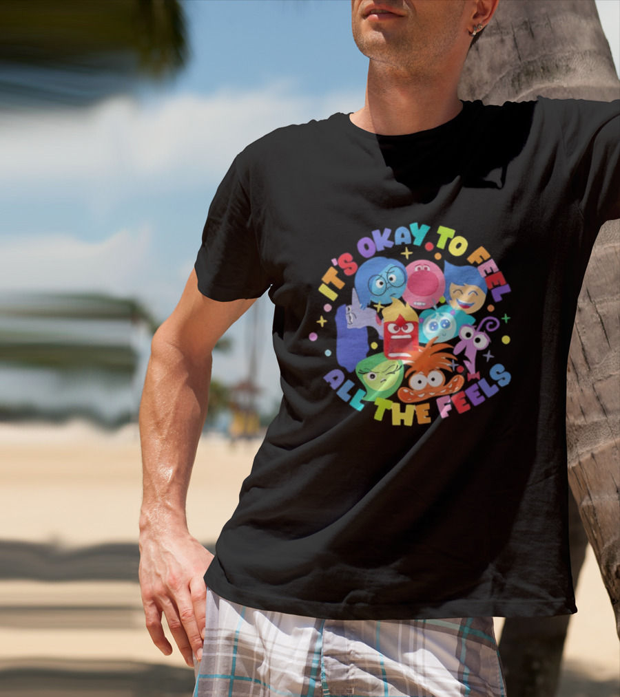 It's Okay To Feel All The Feels Rainbow Characters Circle T-Shirt
