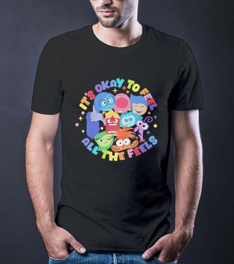 It's Okay To Feel All The Feels Rainbow Characters Circle T-Shirt