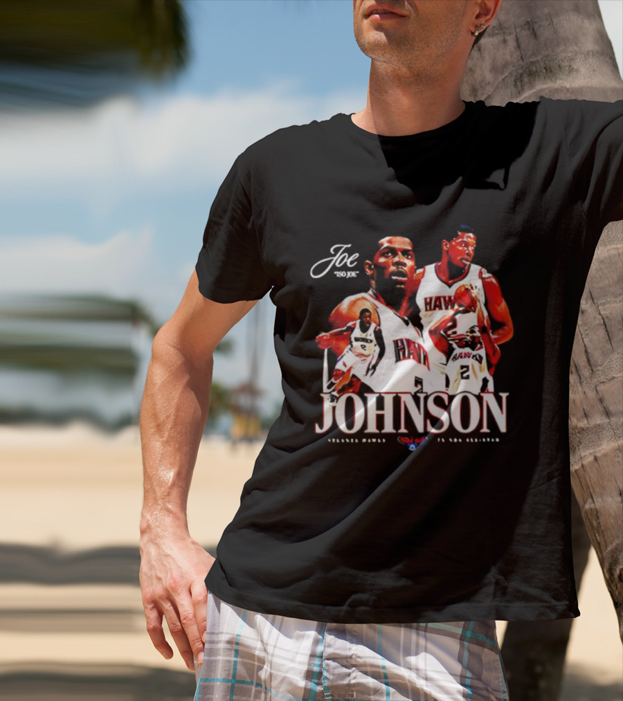 Joe Johnson Atlanta Hawks NBA Basketball Legend And All-Star Hawks Player Image T-Shirt