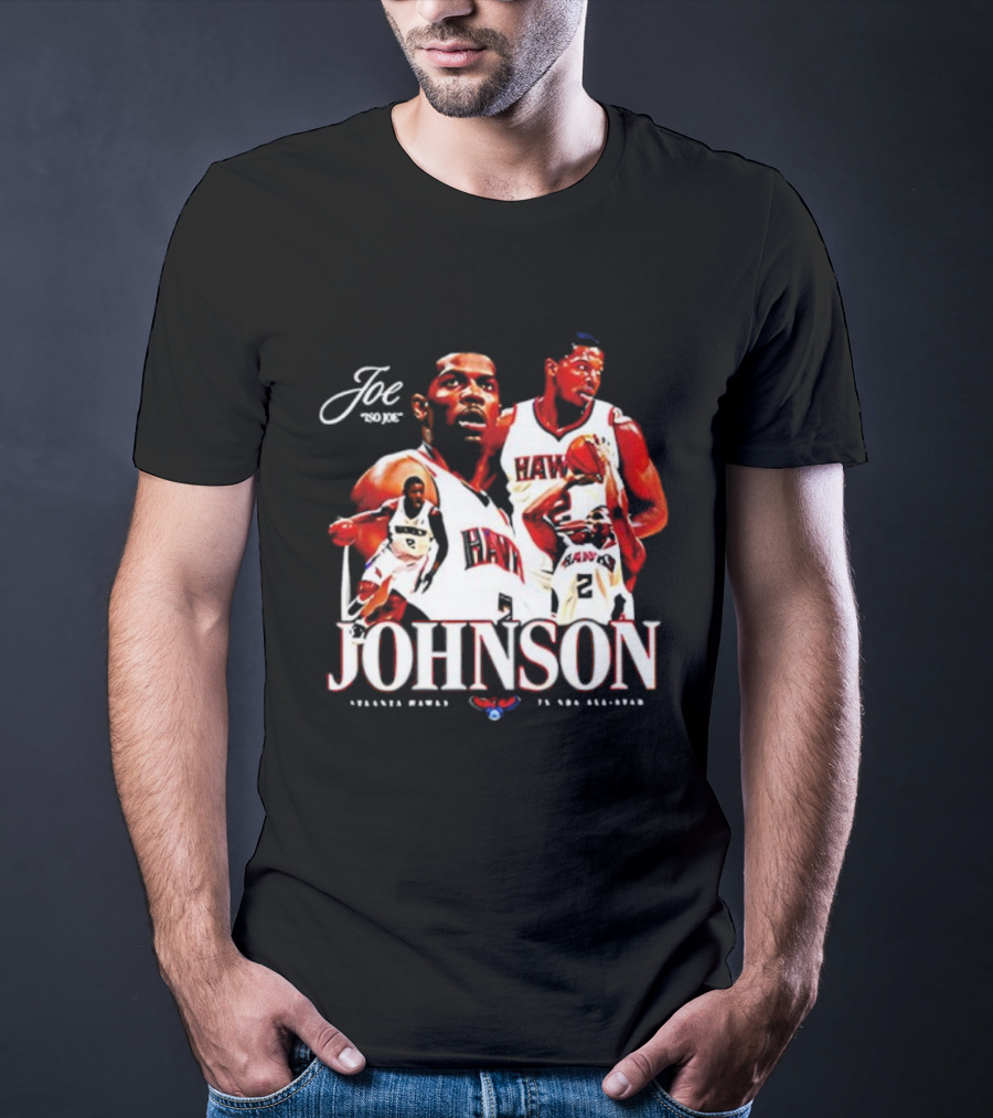 Joe Johnson Atlanta Hawks NBA Basketball Legend And All-Star Hawks Player Image T-Shirt