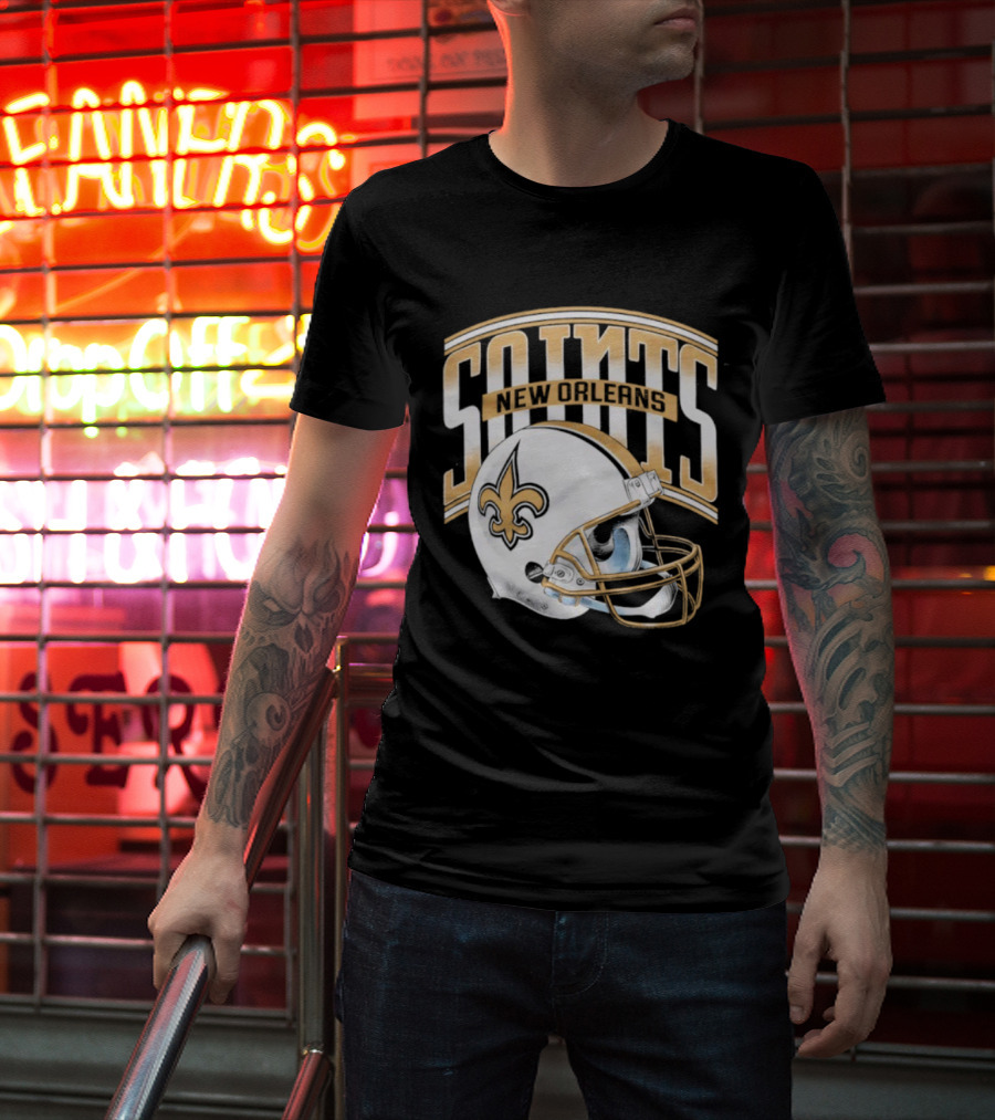 New Orleans Saints Football Helmet Gradient Style T-Shirt