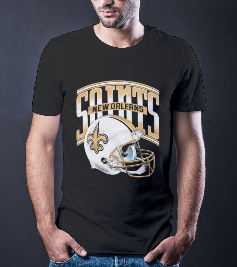 New Orleans Saints Football Helmet Gradient Style T-Shirt
