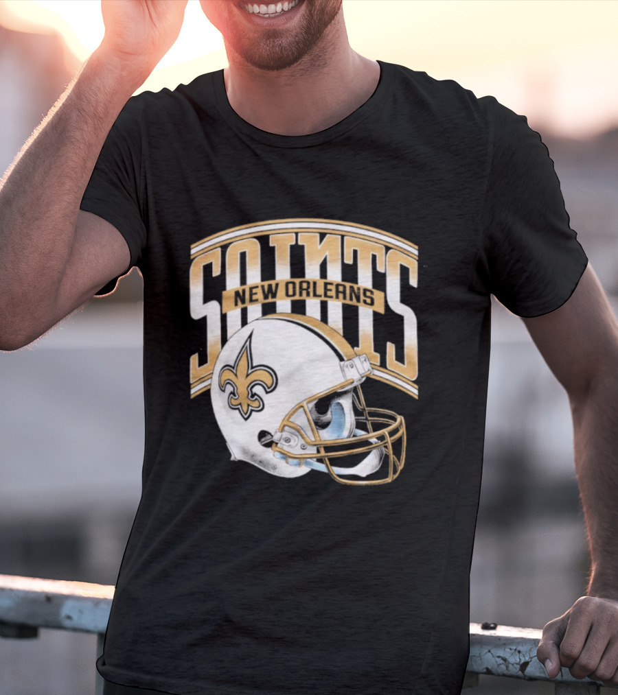 New Orleans Saints Football Helmet Gradient Style T-Shirt