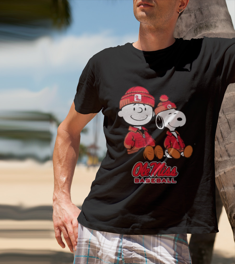 Ole Miss Baseball Snoopy And Charlie Brown Collaboration T-Shirt