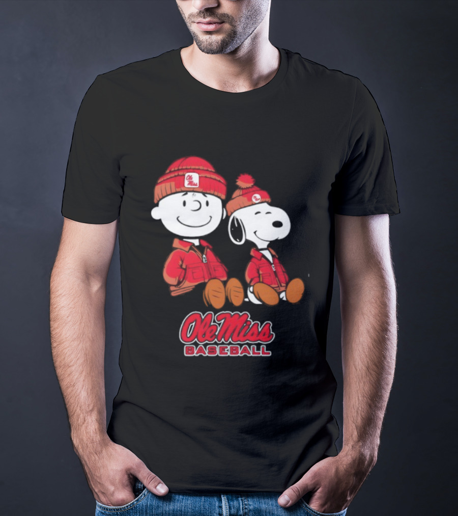 Ole Miss Baseball Snoopy And Charlie Brown Collaboration T-Shirt