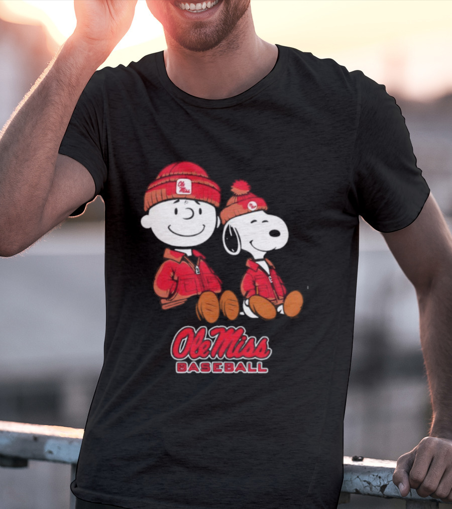 Ole Miss Baseball Snoopy And Charlie Brown Collaboration T-Shirt