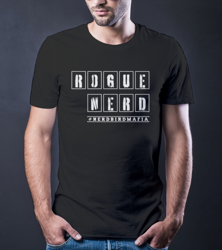 Rogue Nerd NERDBIRDMAFIA Bold Text Style T-Shirt