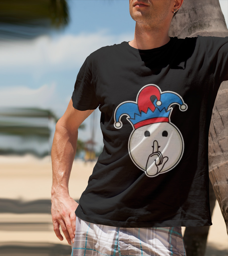 Silent Fool Jester Emoji Quiet Gesture T-Shirt