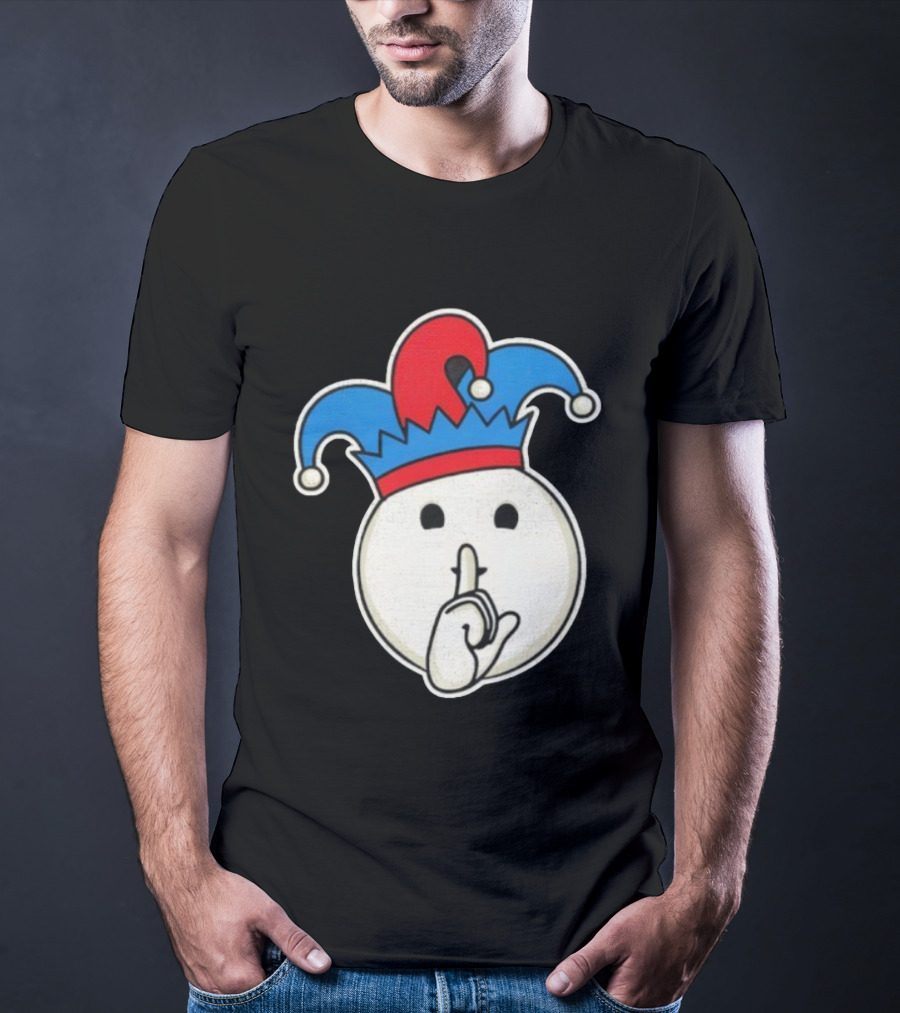 Silent Fool Jester Emoji Quiet Gesture T-Shirt