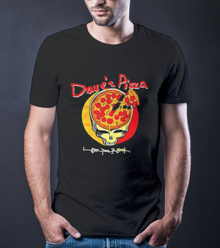 Dave's Pizza Skull Grateful Dead Vs Classic Pizza Logo Mashup T-Shirt