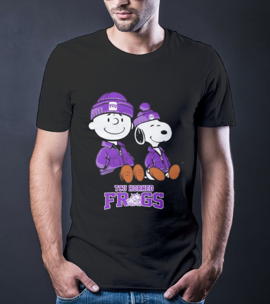 TCU Horned Frogs Snoopy Charlie Brown Collaboration Football Fan Gear T-Shirt