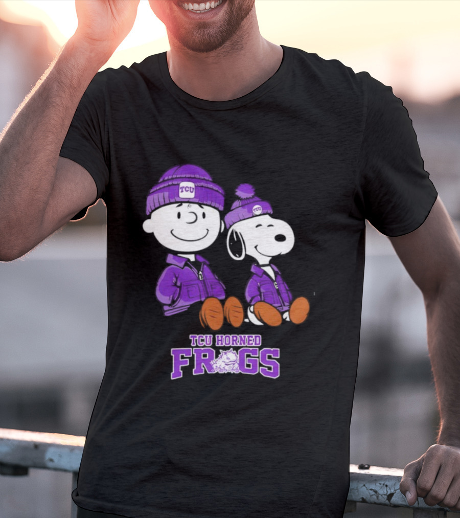 TCU Horned Frogs Snoopy Charlie Brown Collaboration Football Fan Gear T-Shirt