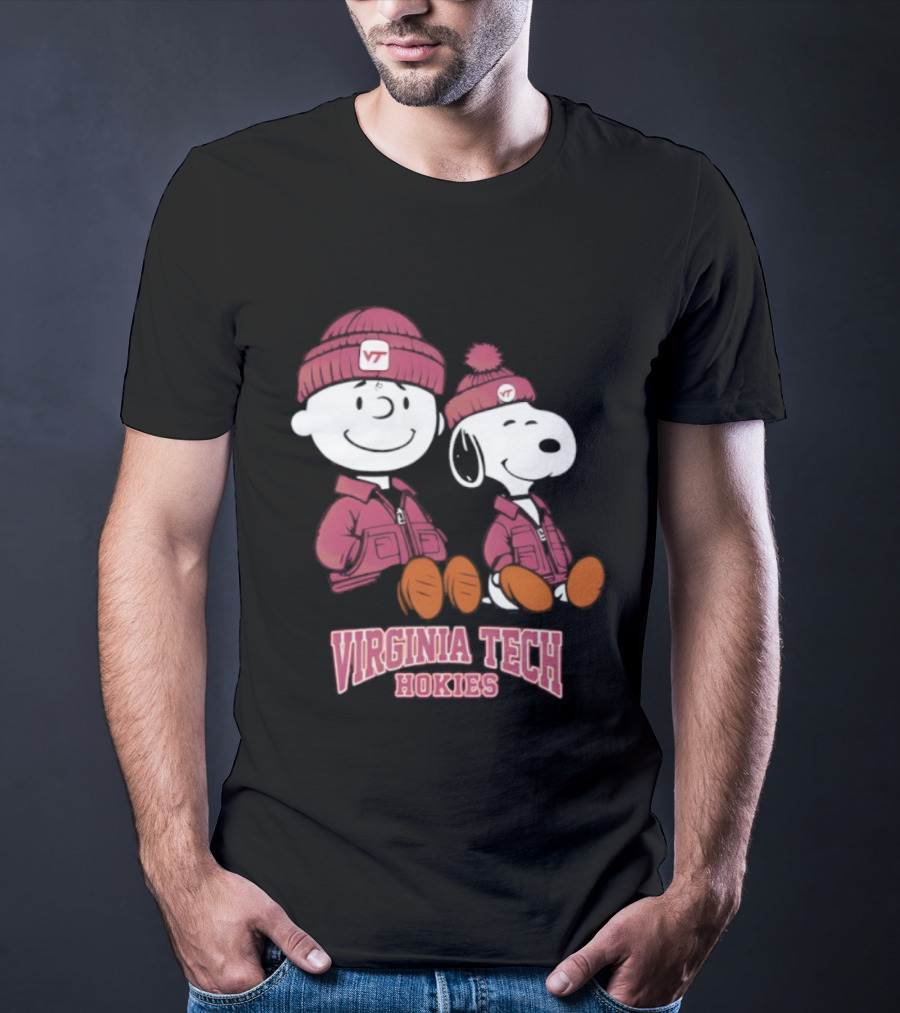 Virginia Tech Hokies Snoopy Charlie Brown Peanuts VT Collaboration T-Shirt