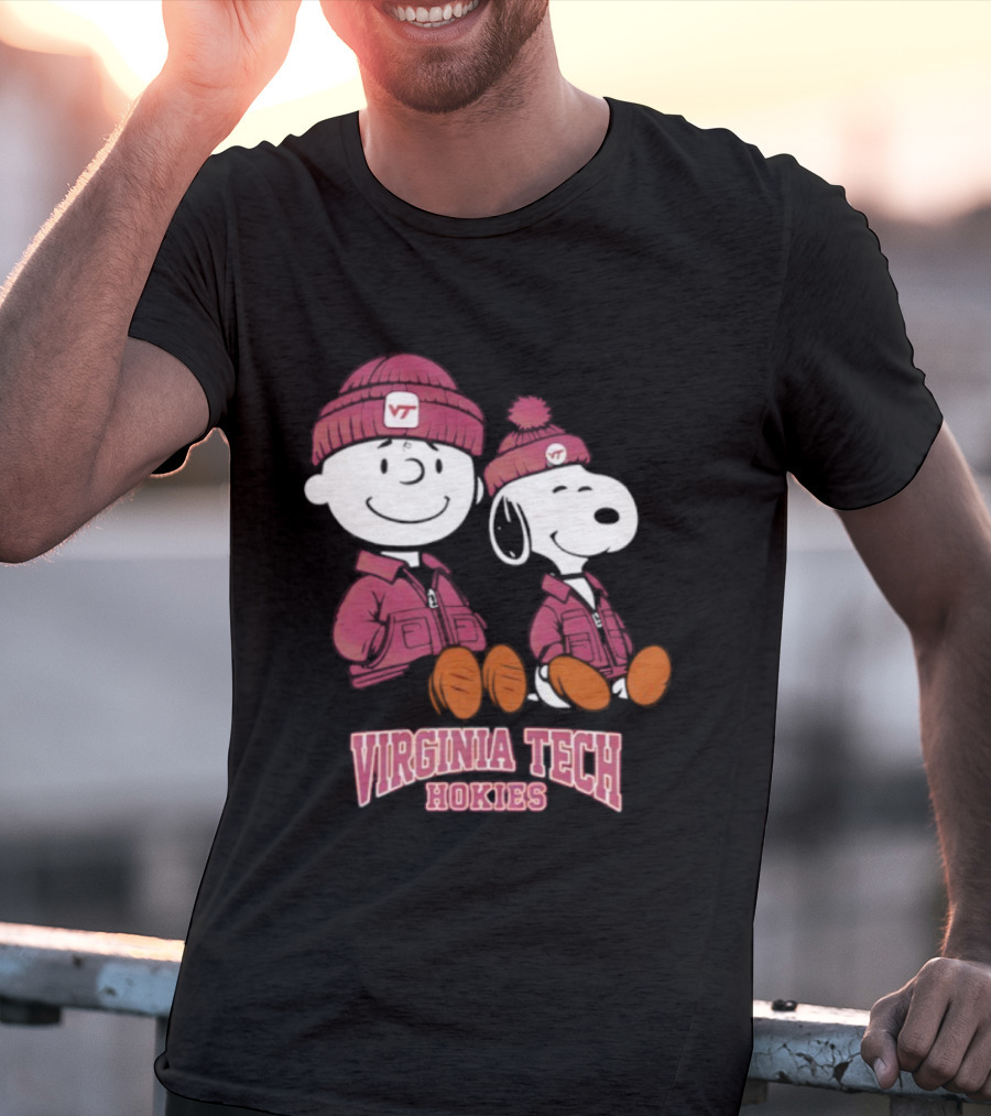 Virginia Tech Hokies Snoopy Charlie Brown Peanuts VT Collaboration T-Shirt