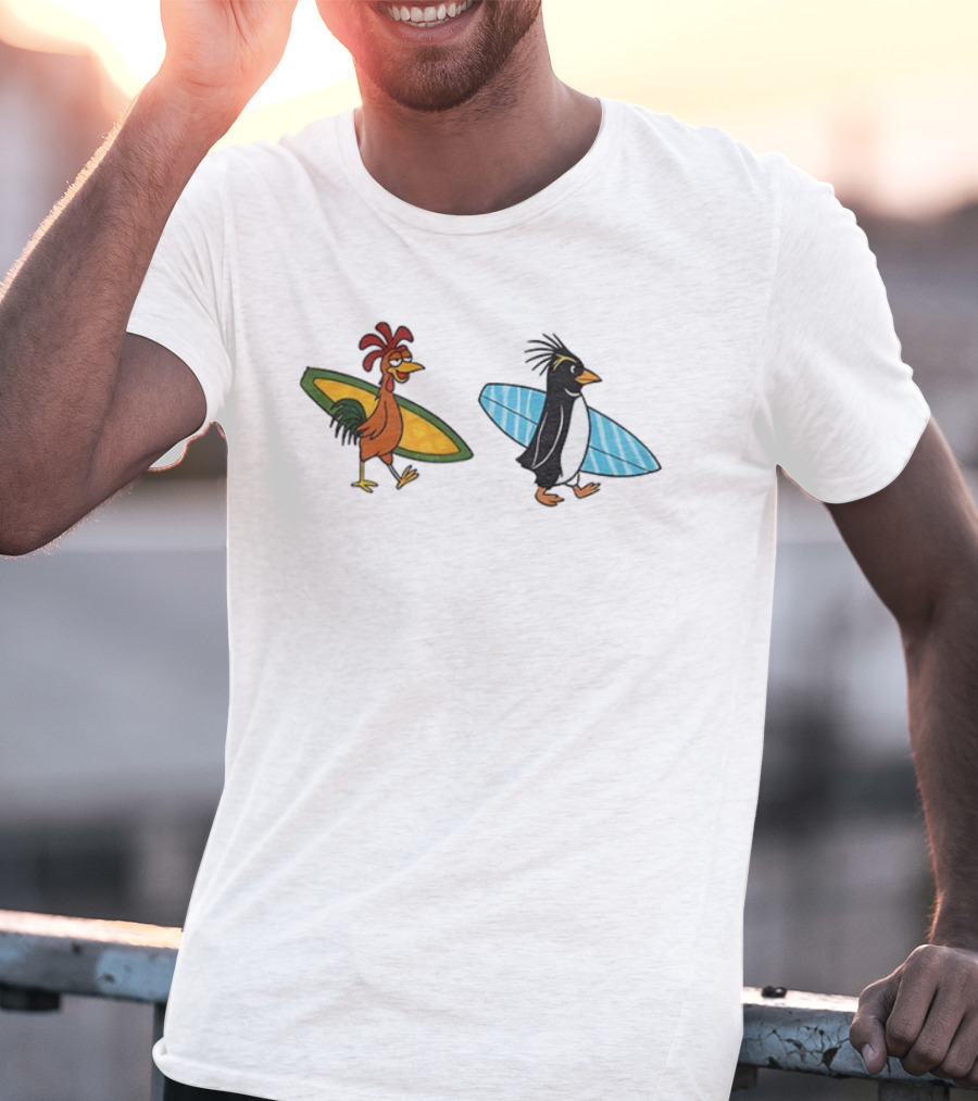 Joe And Cody Surfing Chicken And Penguin Adventure T-Shirt