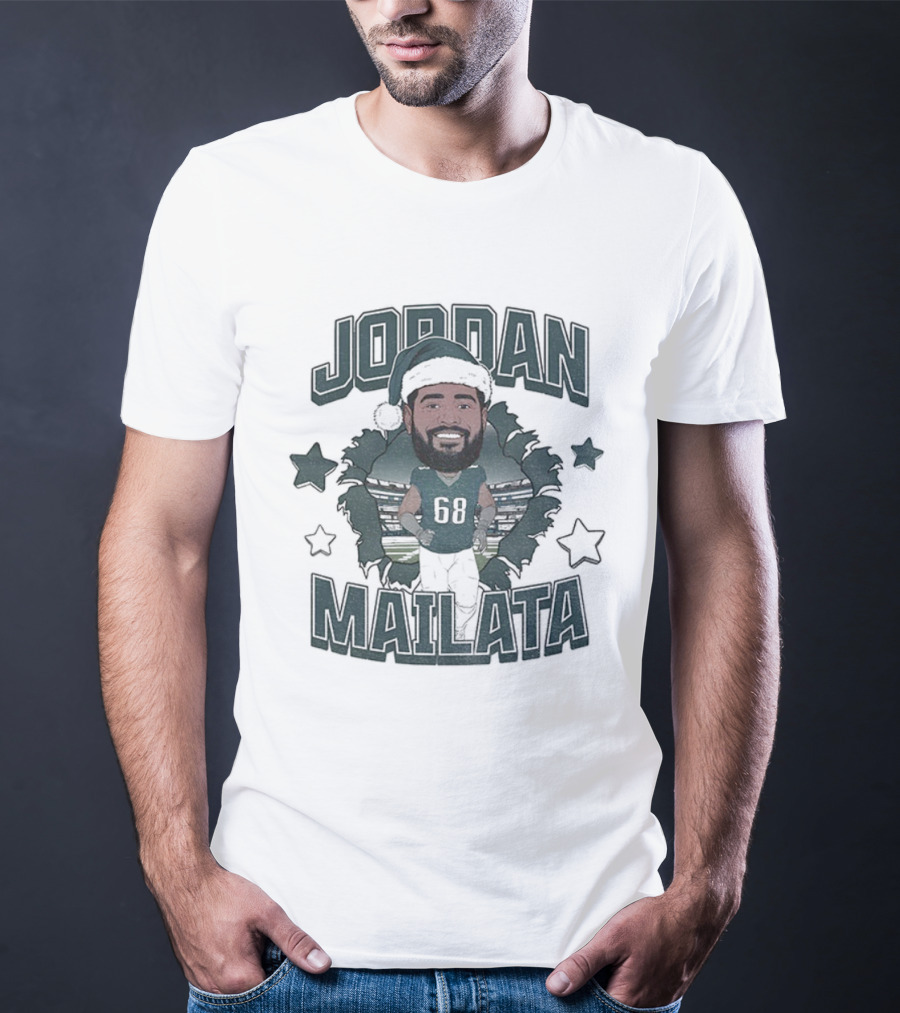 Jordan Mailata Santa Hat Philadelphia Eagles Football NFL Merry Christmas T-Shirt