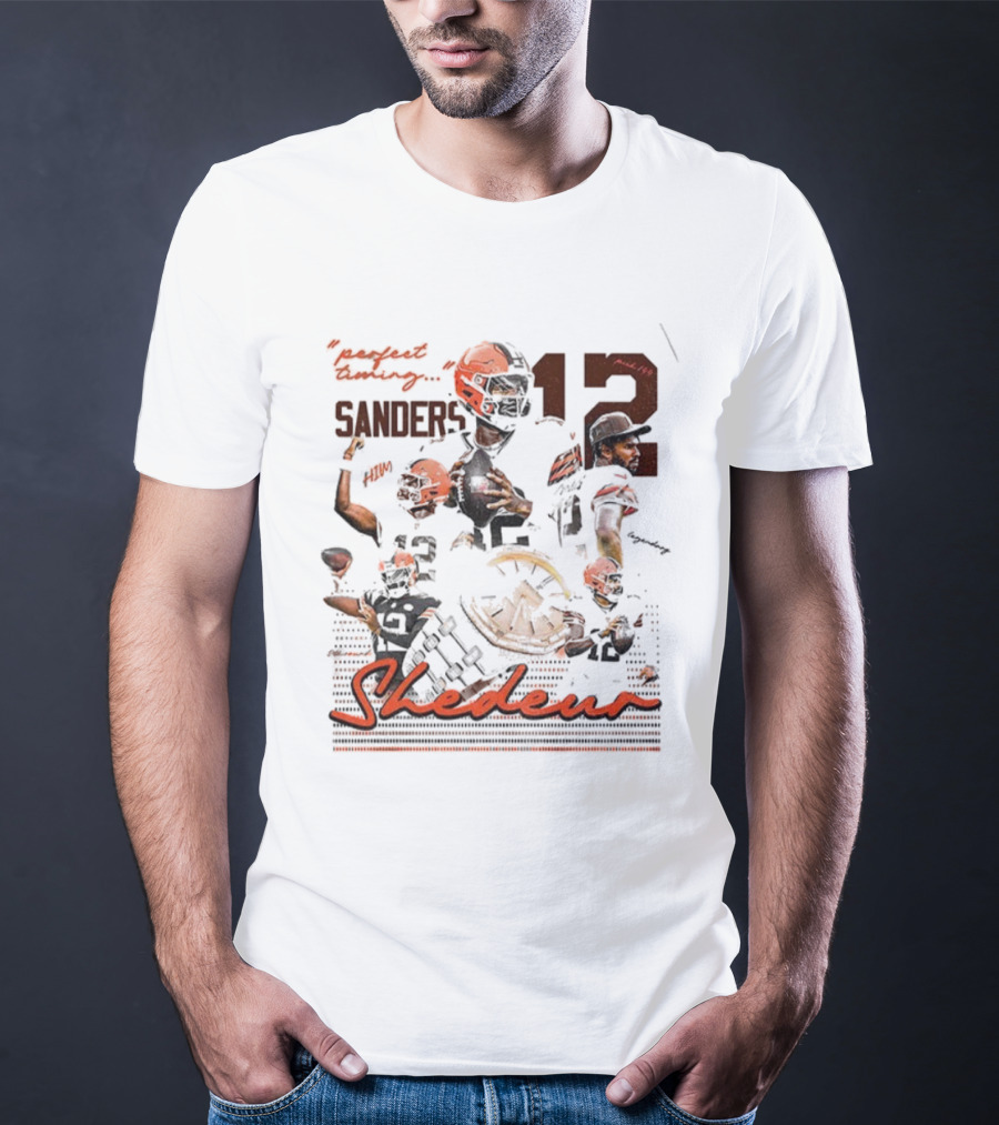 Shedeur Sanders 12 Perfect Timing Cleveland Browns NFL Football 2025 T-Shirt