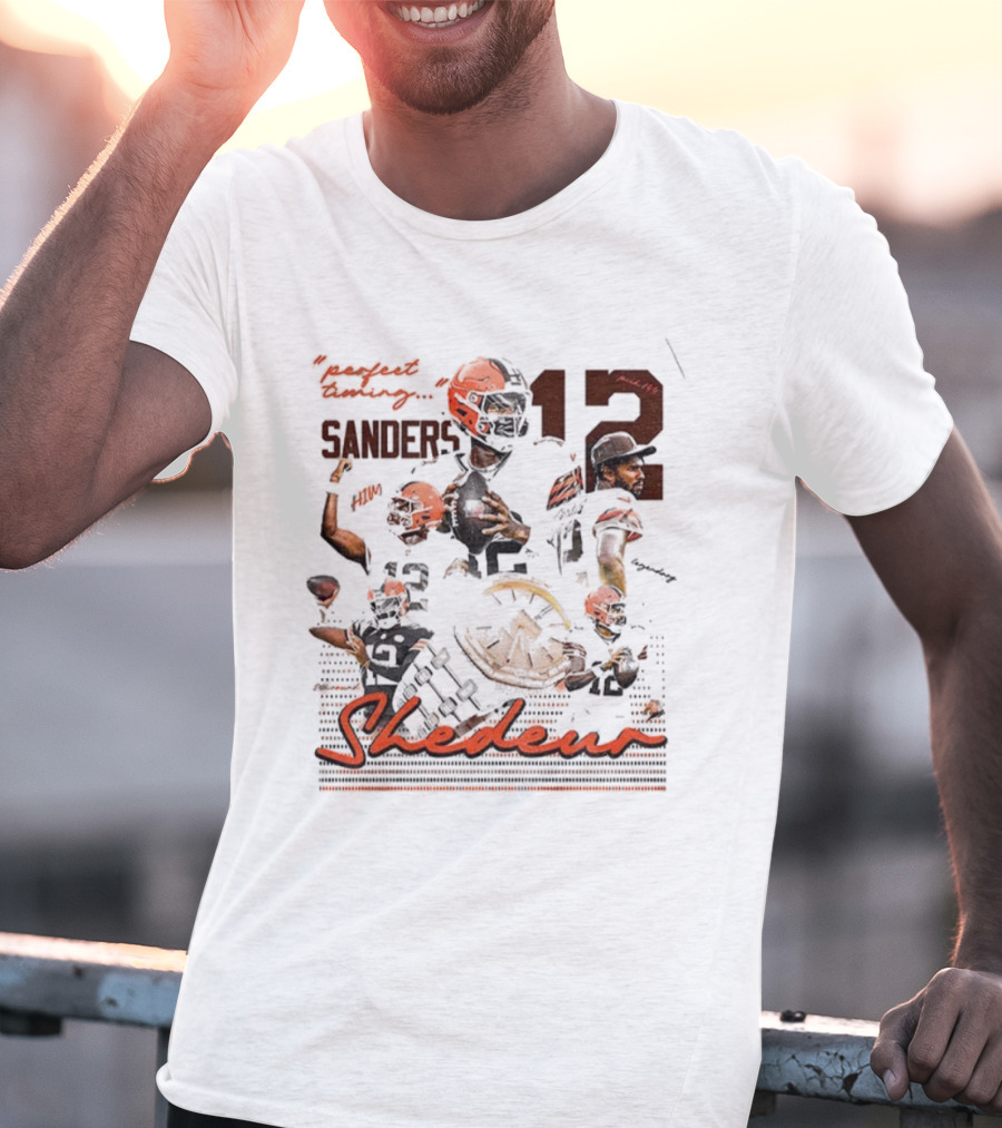 Shedeur Sanders 12 Perfect Timing Cleveland Browns NFL Football 2025 T-Shirt