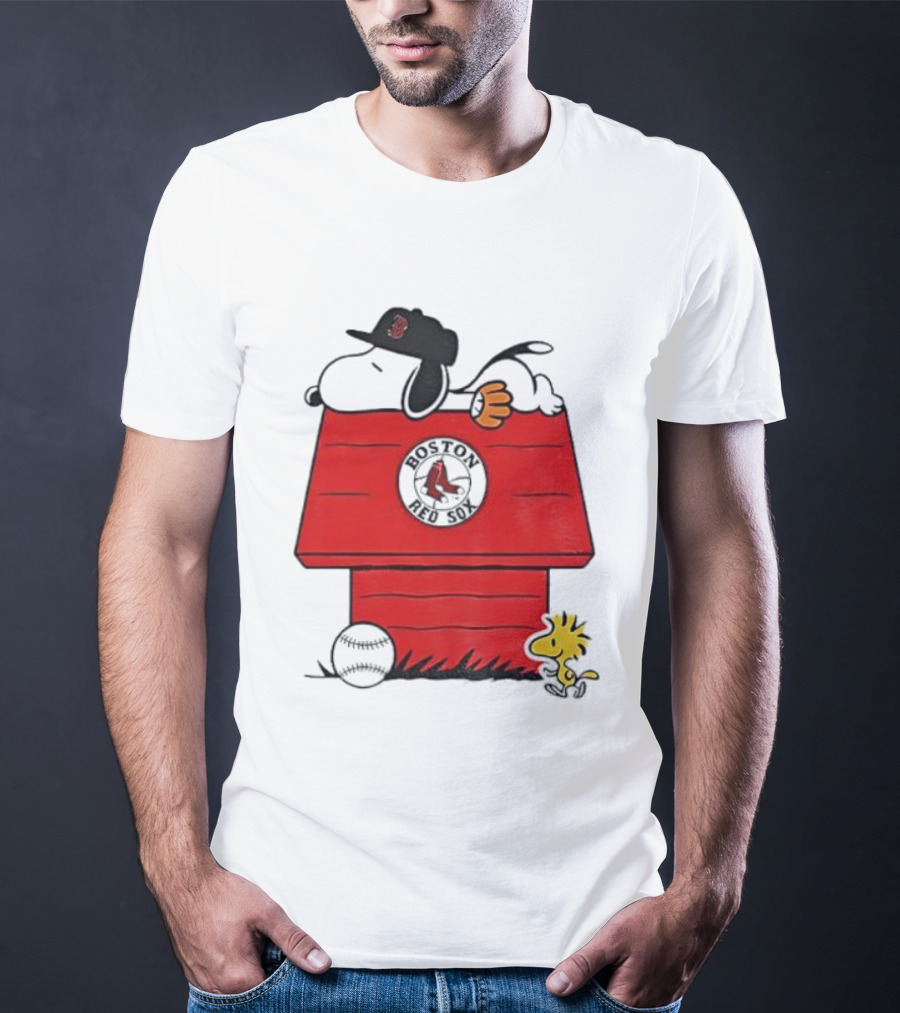 Snoopy Woodstock Boston Red Sox Dugout MLB Baseball T-Shirt