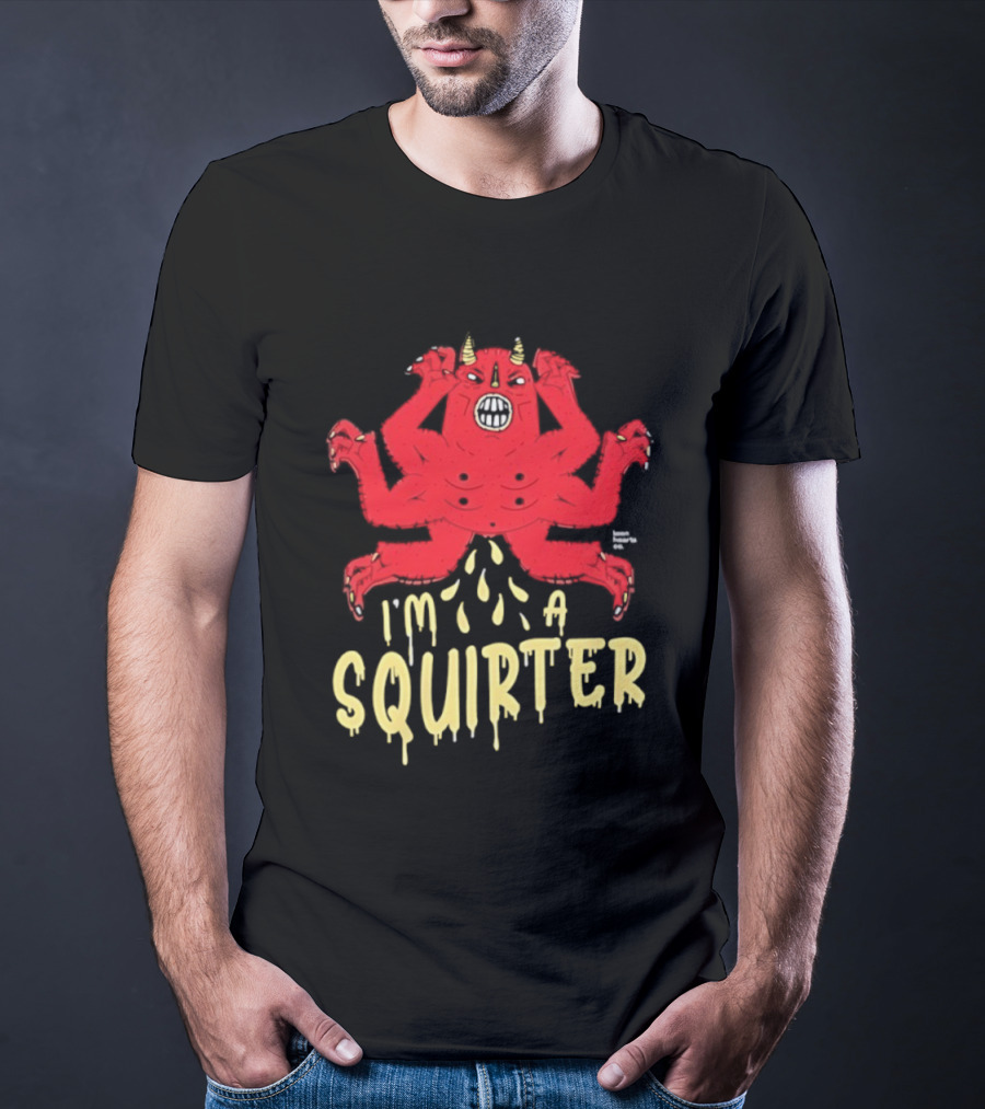 Edgy Devil Character I'm A Squirter Humor Design T-Shirt