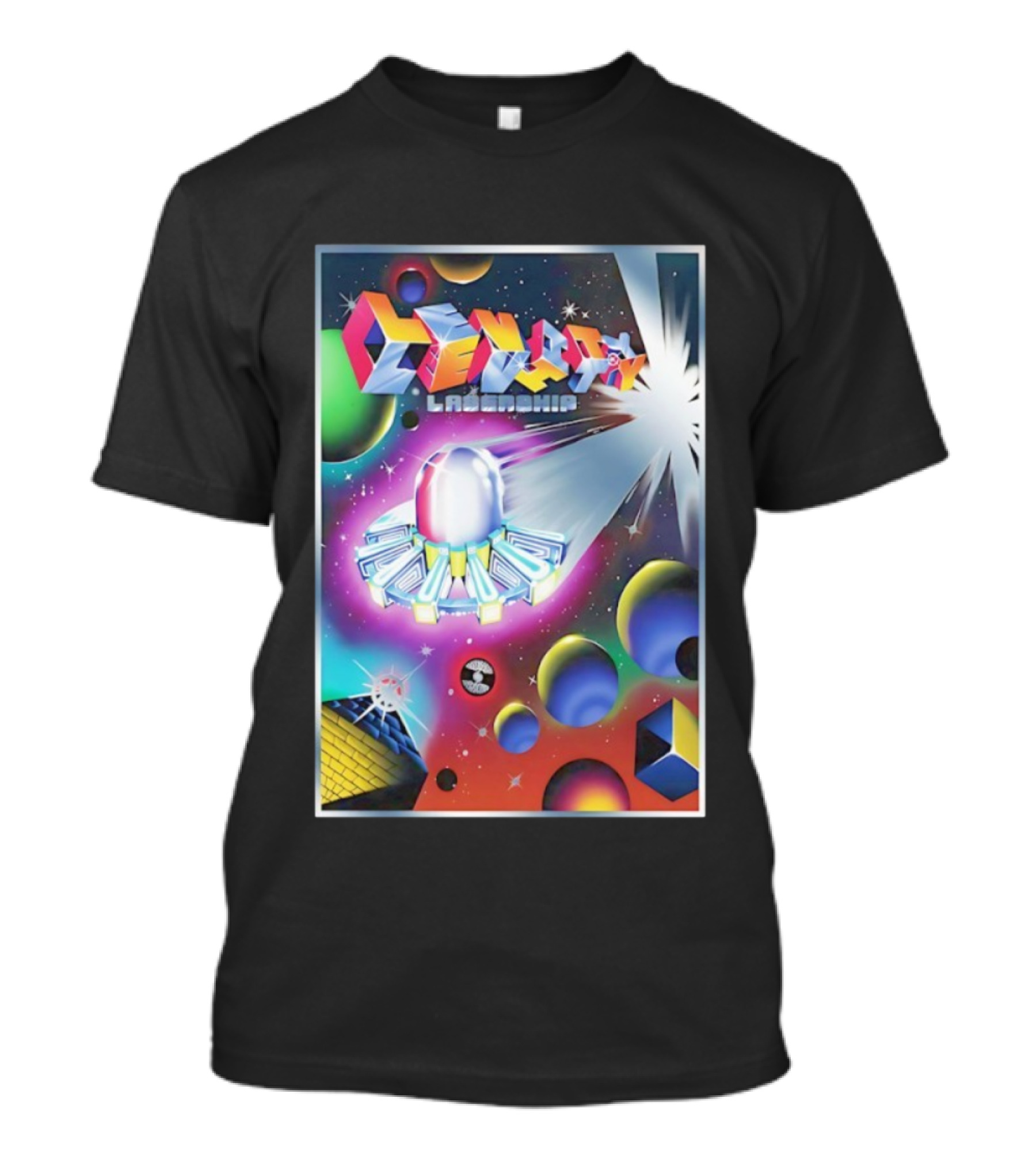 Levity Lasership Tour Cosmic Adventure Spaceship And Planets Retro Sci-Fi Theme T-Shirt