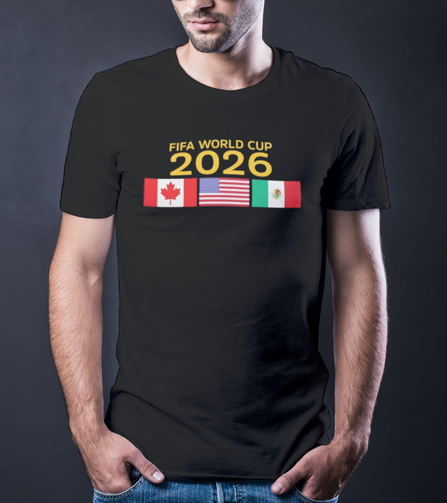 FIFA World Cup 2026 Canada USA Mexico Flags T-Shirt