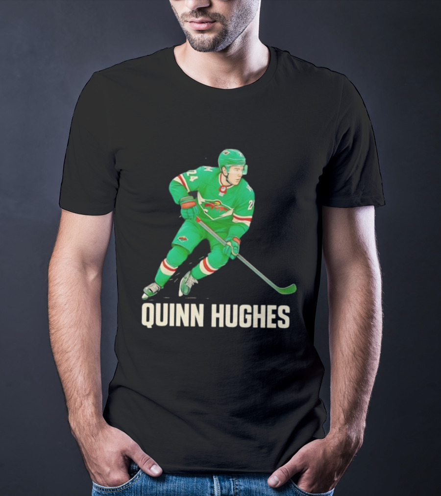 Quinn Hughes Minnesota Wild Hockey Skater T-Shirt