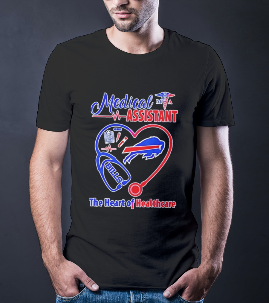 Buffalo Bills Stethoscope Medical Assistant Heart Of Healthcare T-Shirt