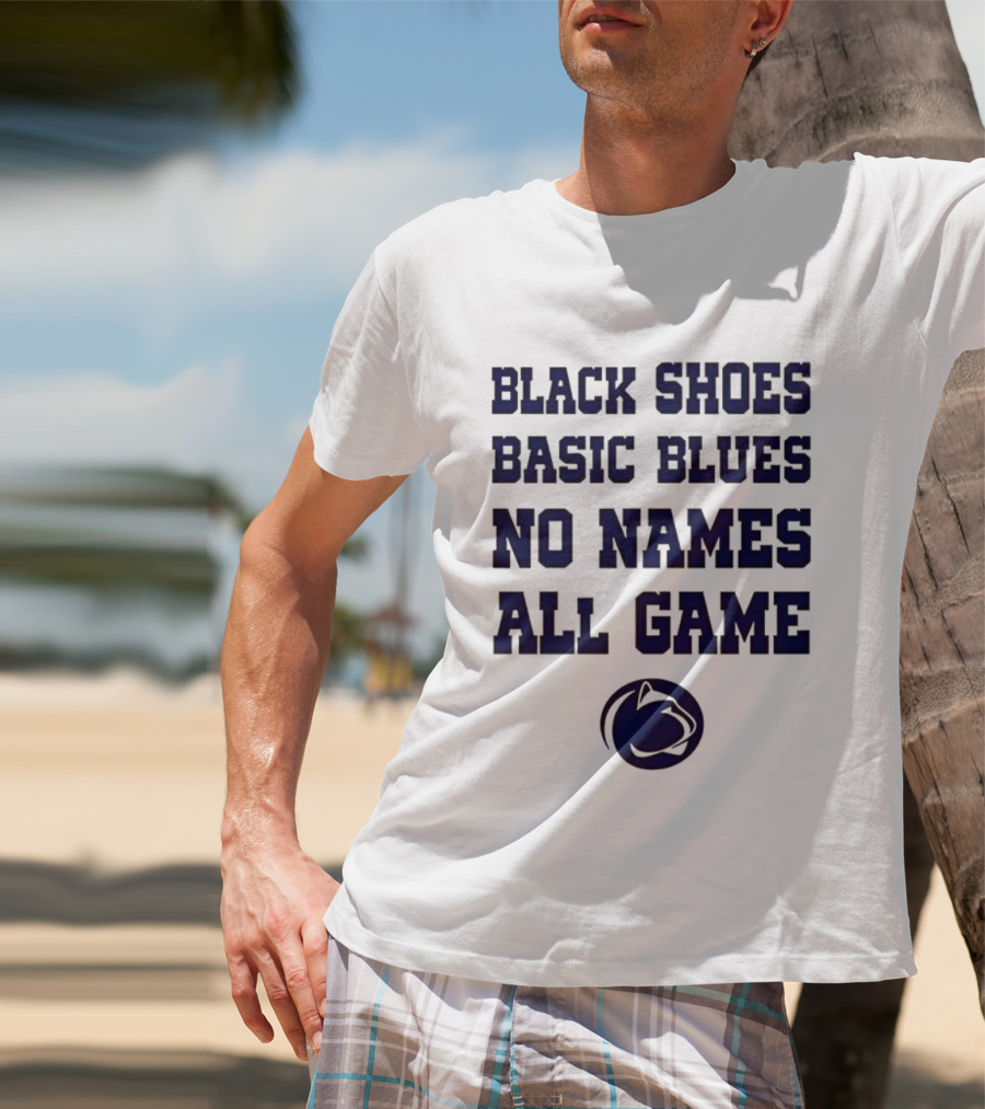 Penn State Nittany Lions Black Shoes Basic Blues No Names All Game Lions Logo T-Shirt