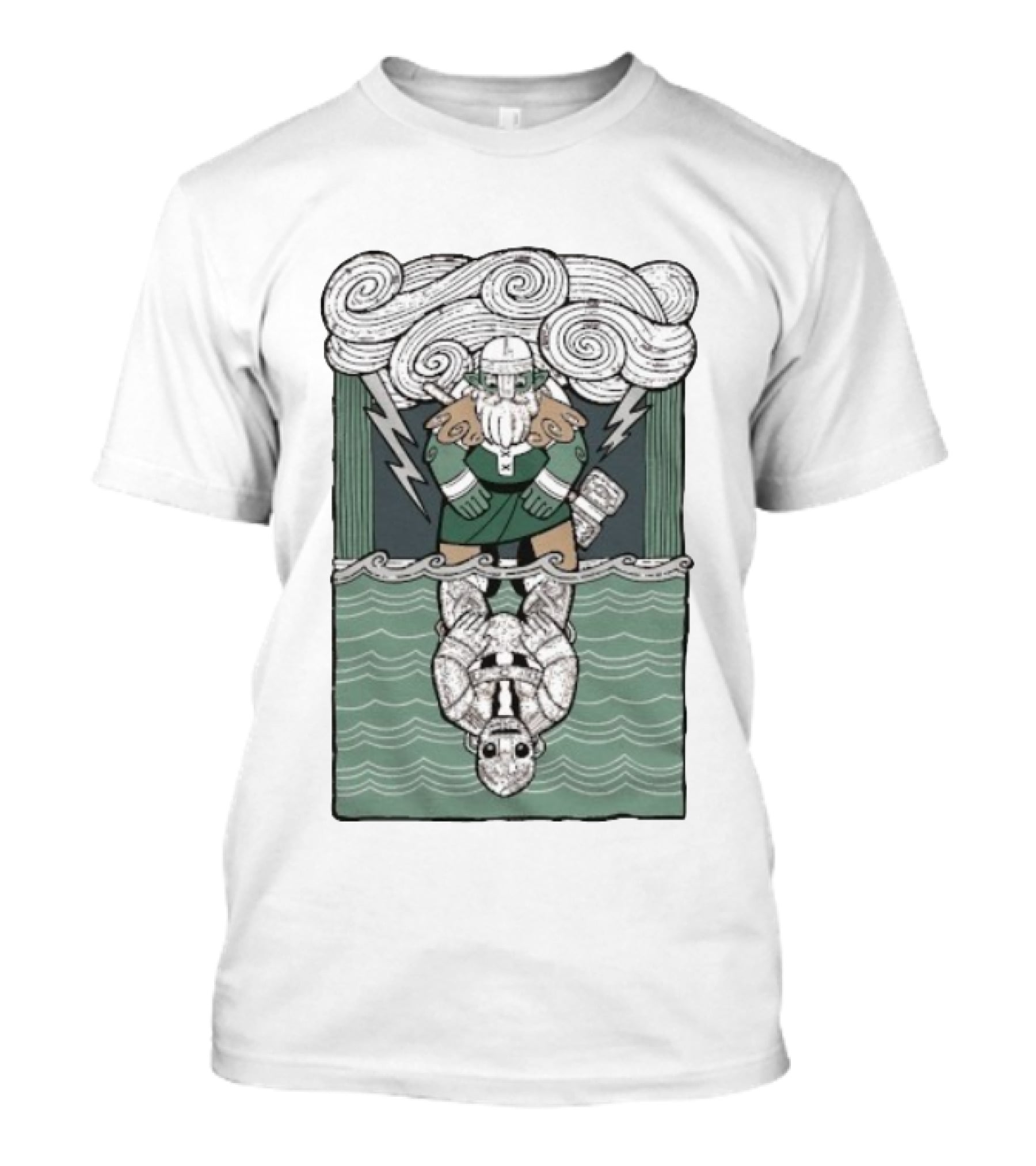 Tales From The Stinky Dragon Reflections Of Tolv Viking Dwarf And Robot Mirror Waves Storm Clouds Lightning T-Shirt