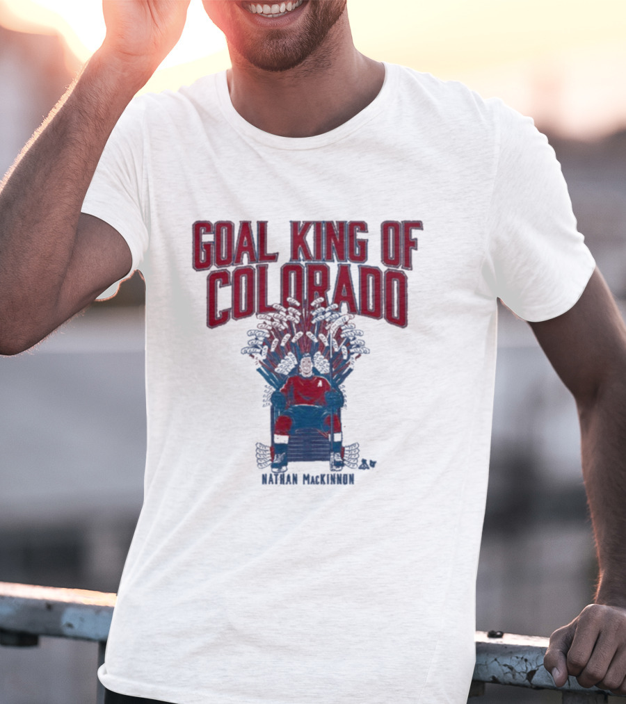 Goal King Of Colorado Nathan Mackinnon Iconic Throne T-Shirt