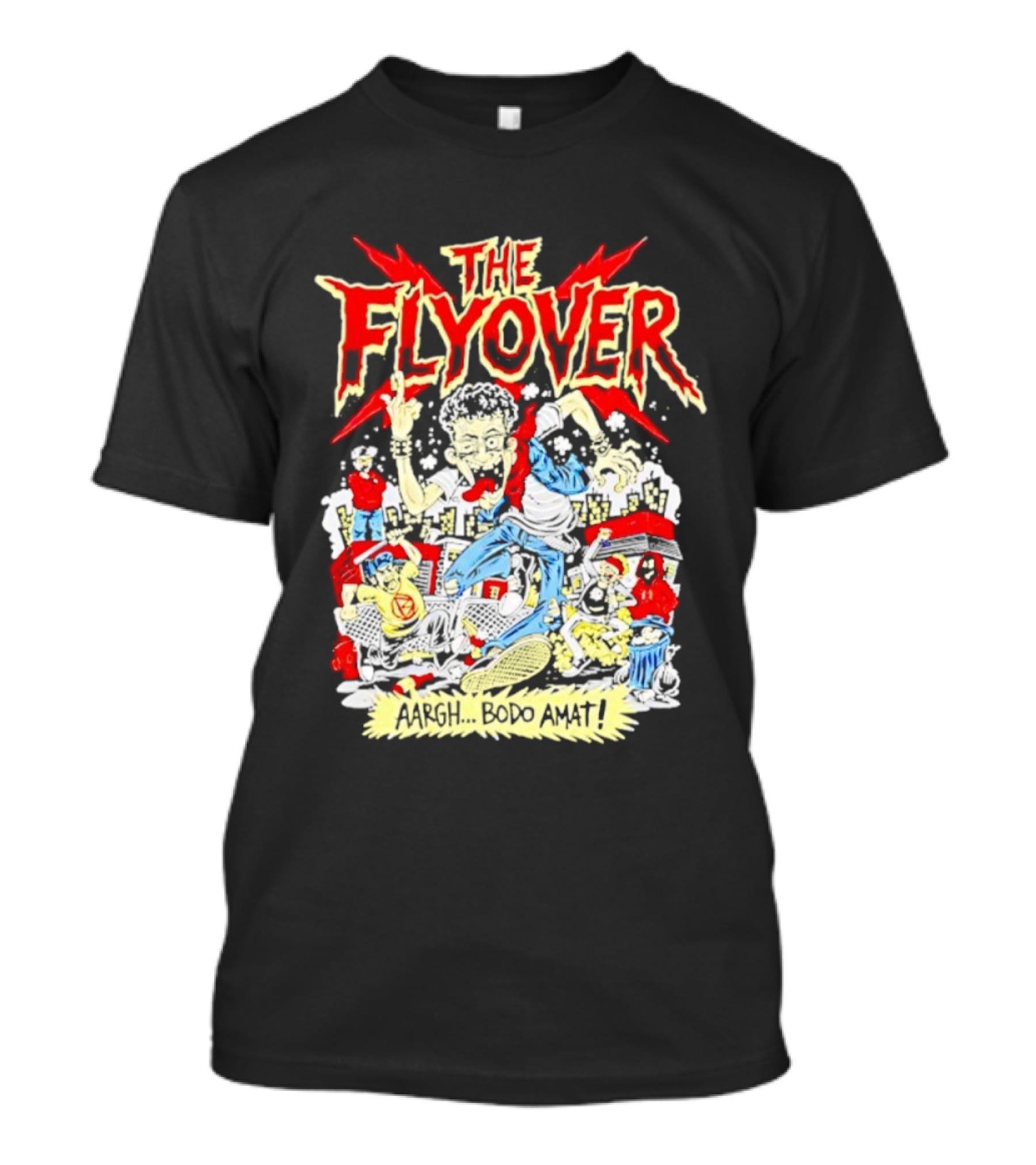 The Flyover Aargh Bodo Amat Energetic Cartoon Chaos T-Shirt
