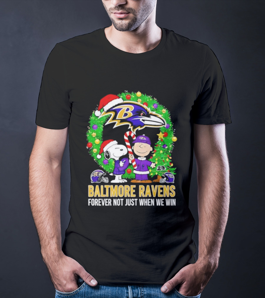 Baltimore Ravens Christmas Snoopy Forever Not Just When We Win T-Shirt