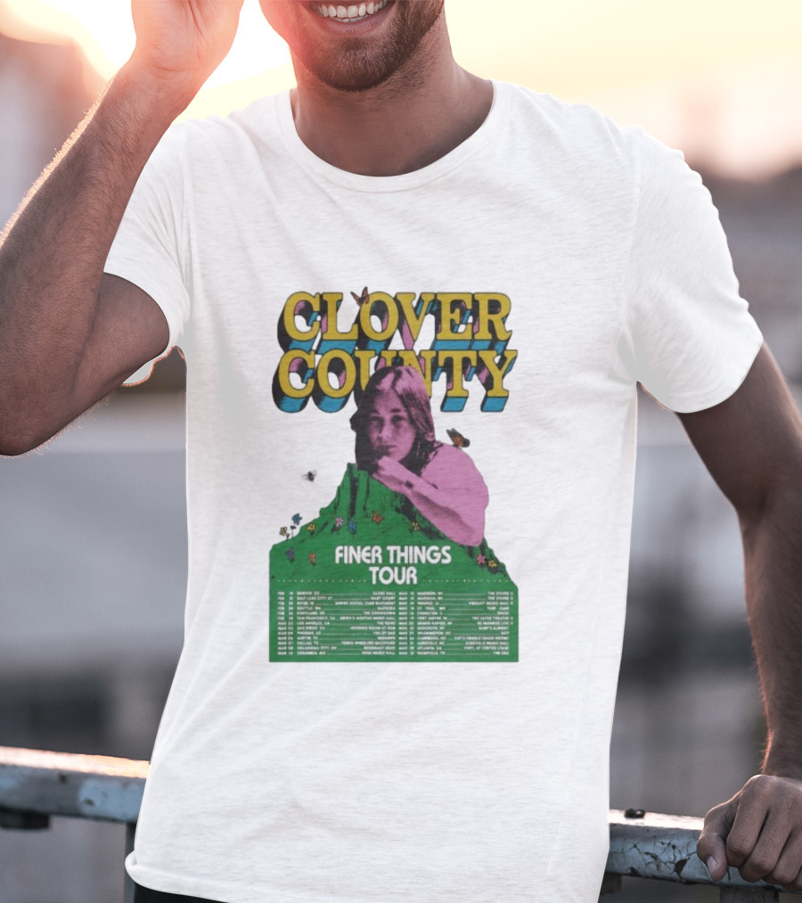 Clover County Finer Things Tour 2026 Vintage Art With Pink And Green Aesthetic T-Shirt