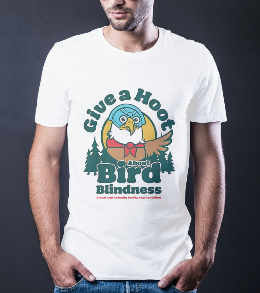 Give A Hoot About Bird Blindness Forest Conservation Turtle Owl T-Shirt