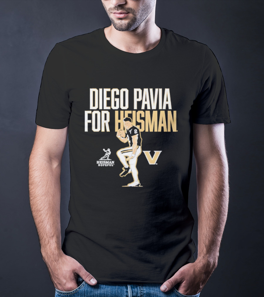 Diego Pavia For Heisman Vanderbilt Commodores Football V Logo T-Shirt