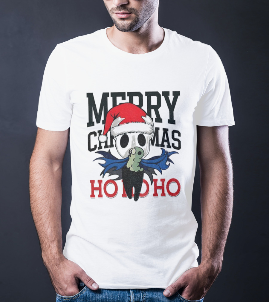 Merry Christmas Ho Ho Ho Hollow Knight Ringer Santa Hat T-Shirt