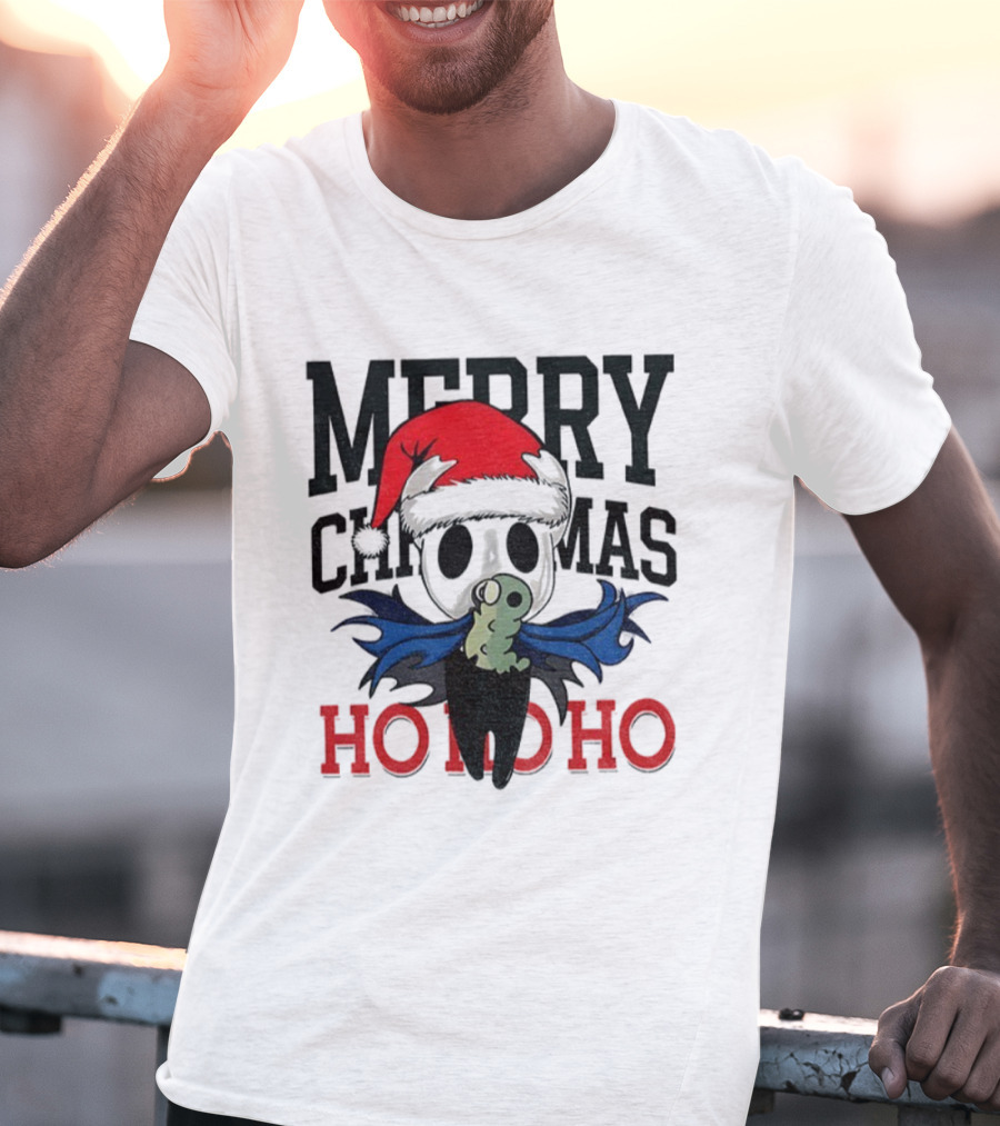 Merry Christmas Ho Ho Ho Hollow Knight Ringer Santa Hat T-Shirt