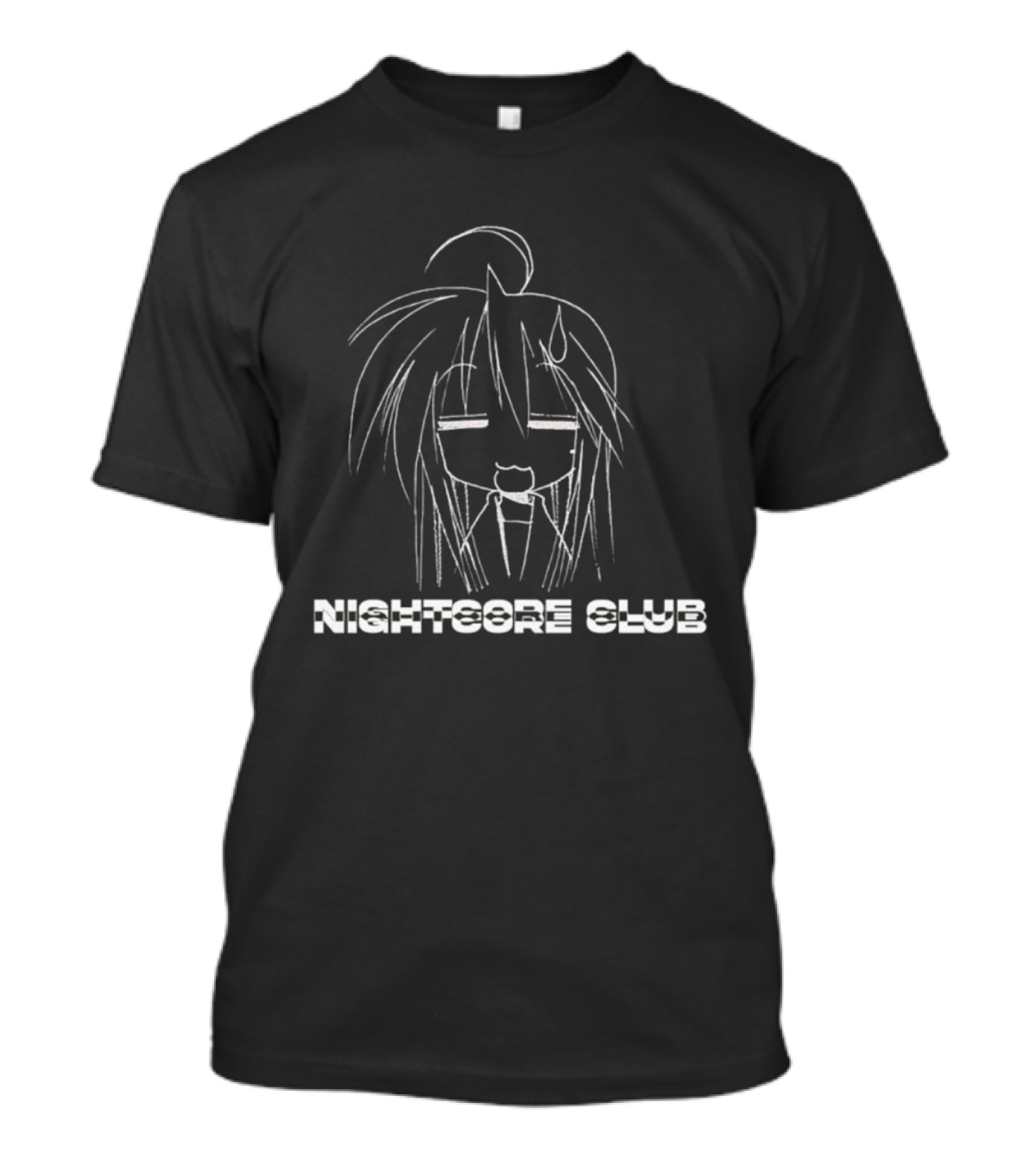 Nightcore Club Meme Anime Line Art Style T-Shirt