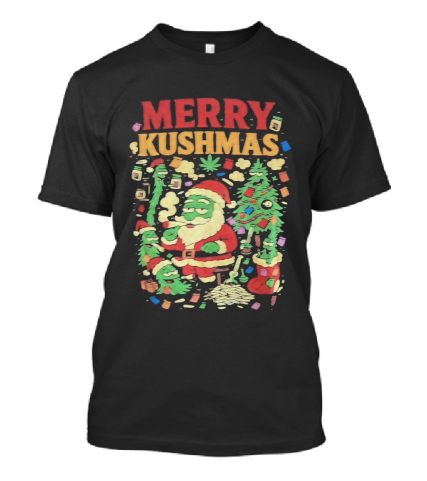Merry Kushmas Santa Claus Smoking Christmas Tree T-Shirt