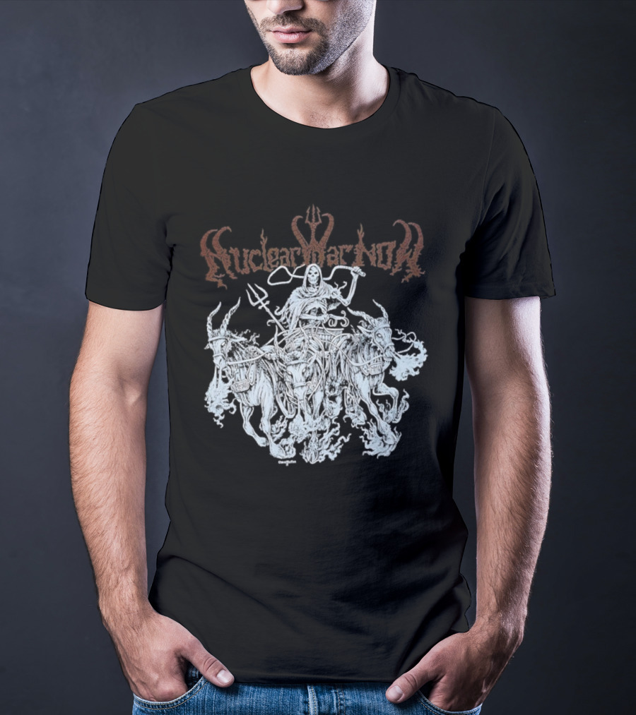 Skeleton Nuclear War Now Witch Hunt Theme T-Shirt