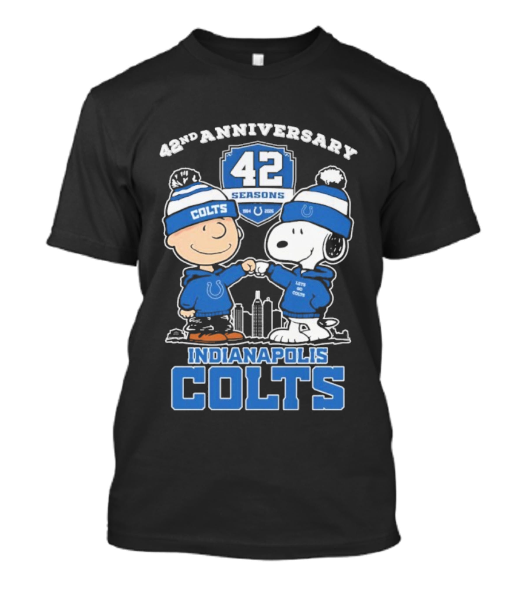 Snoopy Charlie Brown Indianapolis Colts 42nd Anniversary Seasons T-Shirt