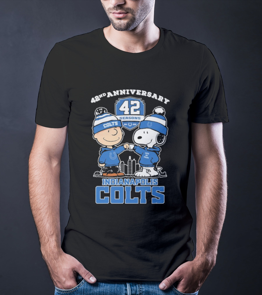 Snoopy Charlie Brown Indianapolis Colts 42nd Anniversary Seasons T-Shirt