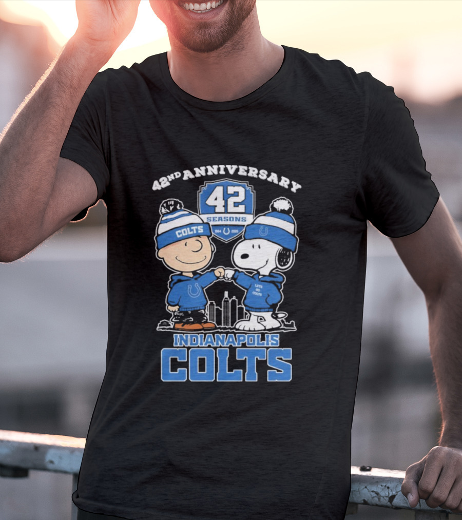 Snoopy Charlie Brown Indianapolis Colts 42nd Anniversary Seasons T-Shirt