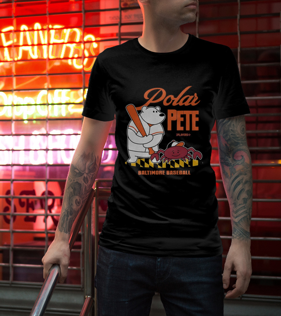 Polar Pete Players Baltimore Baseball Crab Bat Icon T-Shirt