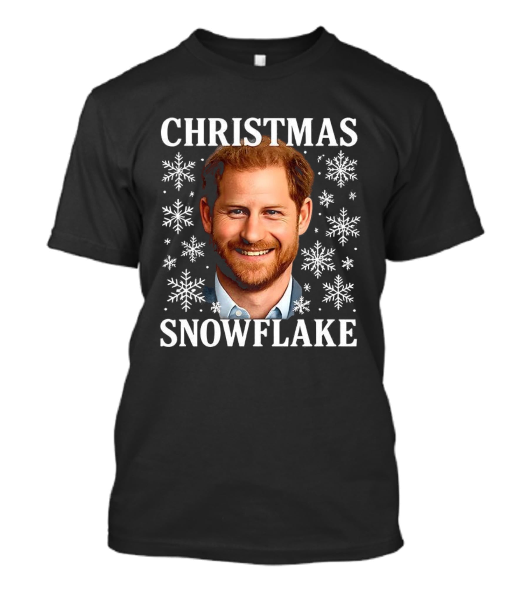 Prince Harry Christmas Snowflake Festive Smile T-Shirt