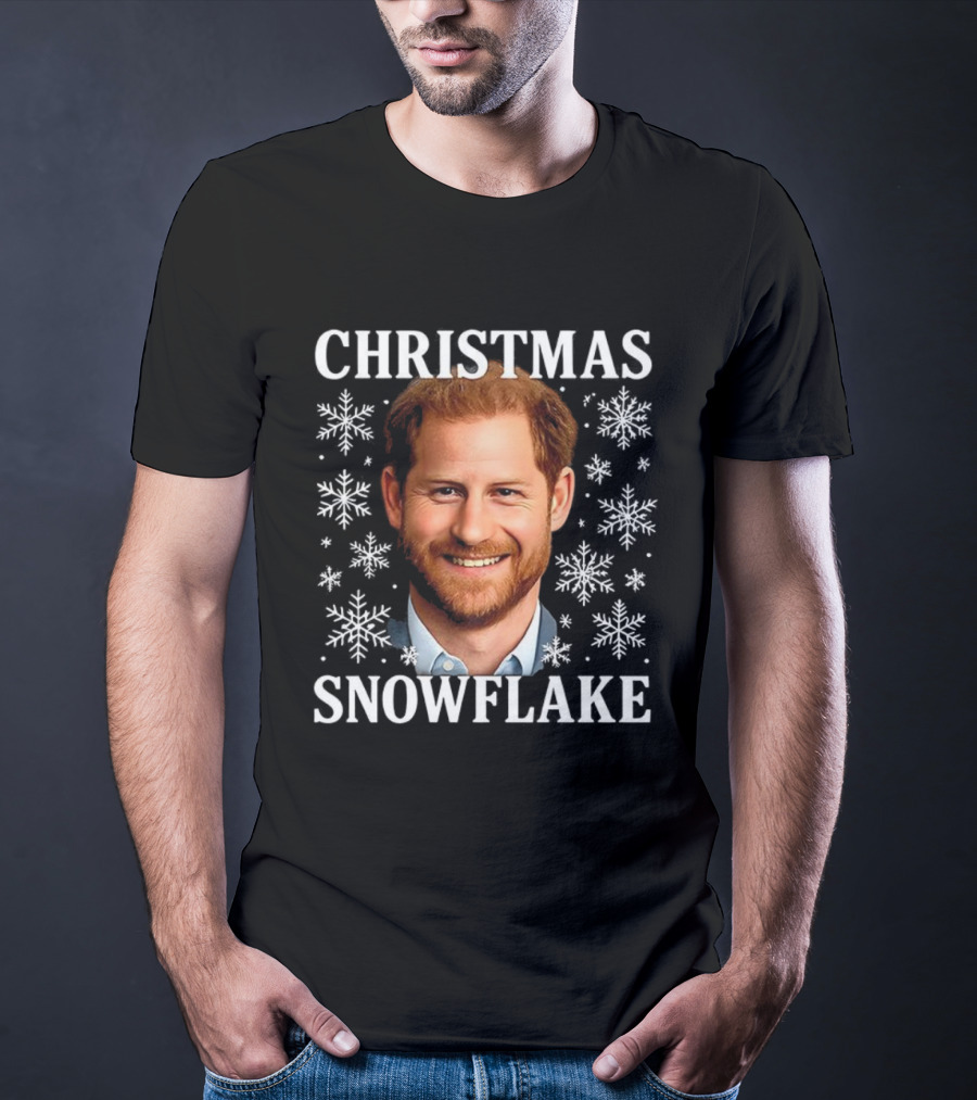Prince Harry Christmas Snowflake Festive Smile T-Shirt