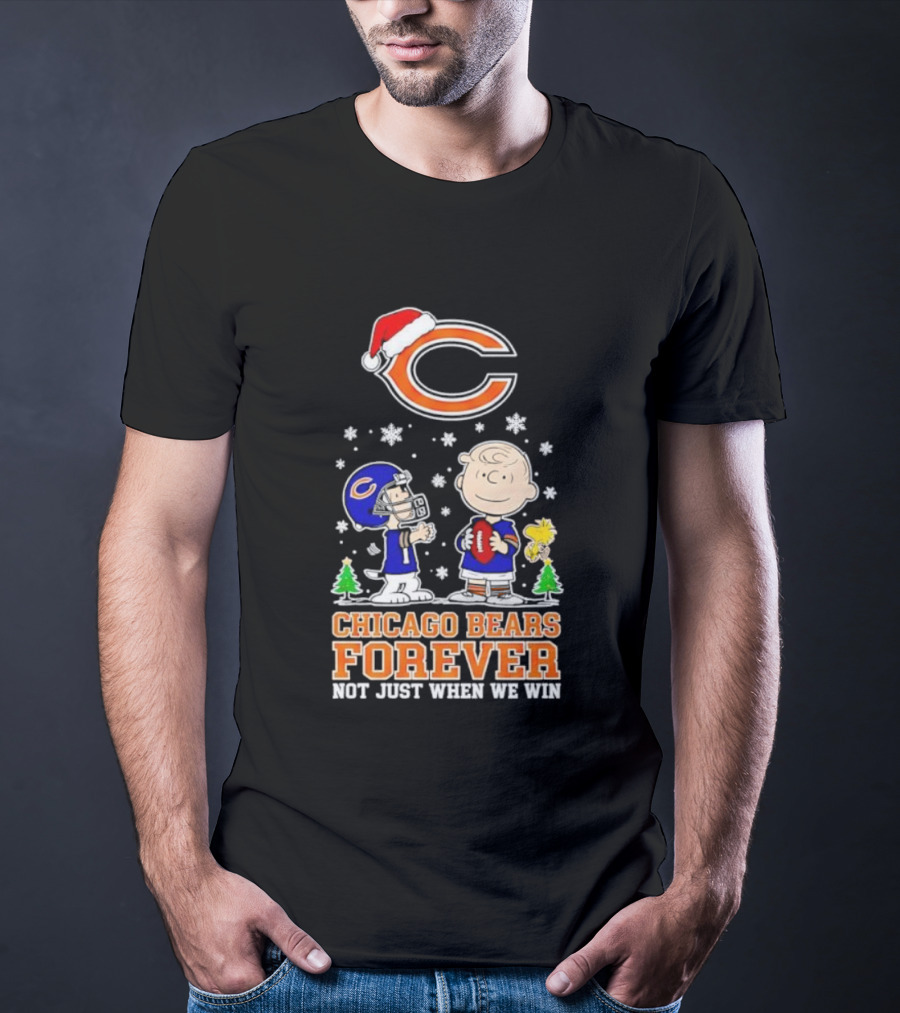 Peanuts Snoopy Chicago Bears Forever Christmas Not Just When We Win T-Shirt